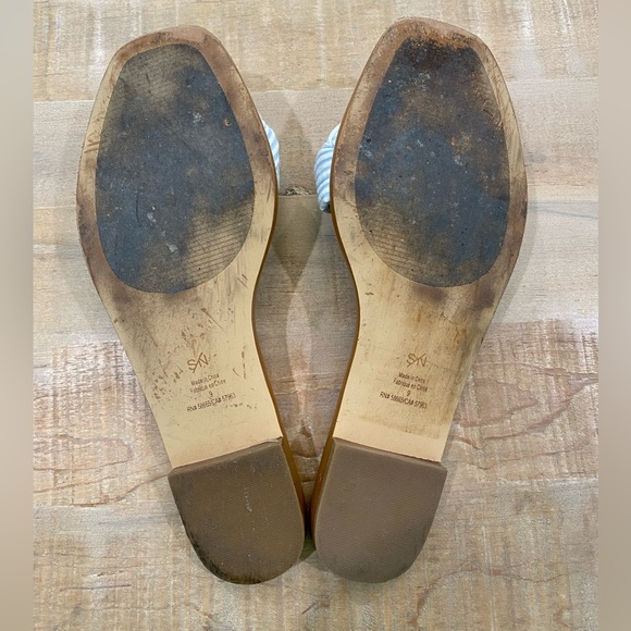 Something Navy Cici Bow nautical blue white striped slide on sandals flats shoes - Picture 11 of 13